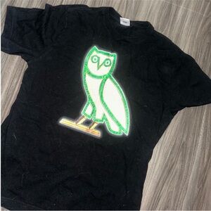 OVO Black Tee with Green Owl Graphic